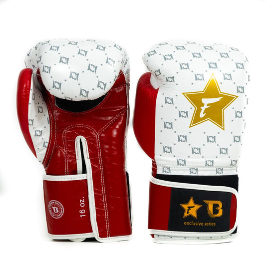 Fairtex -  Leder (Kick)Boxhandschuhe Star FXB-BG Weiß-Rot-Gold