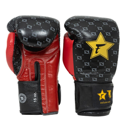 Fairtex -  Leder (Kick)Boxhandschuhe Star FXB-BG Schwarz-Rot-Gold