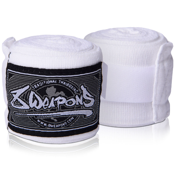 8 WEAPONS - BOXBANDAGEN, HALBELASTISCH, 5 M, WEISS