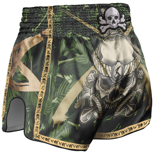 8 WEAPONS - MUAY THAI SHORTS, BONE ISLAND, OLIVE-GOLD