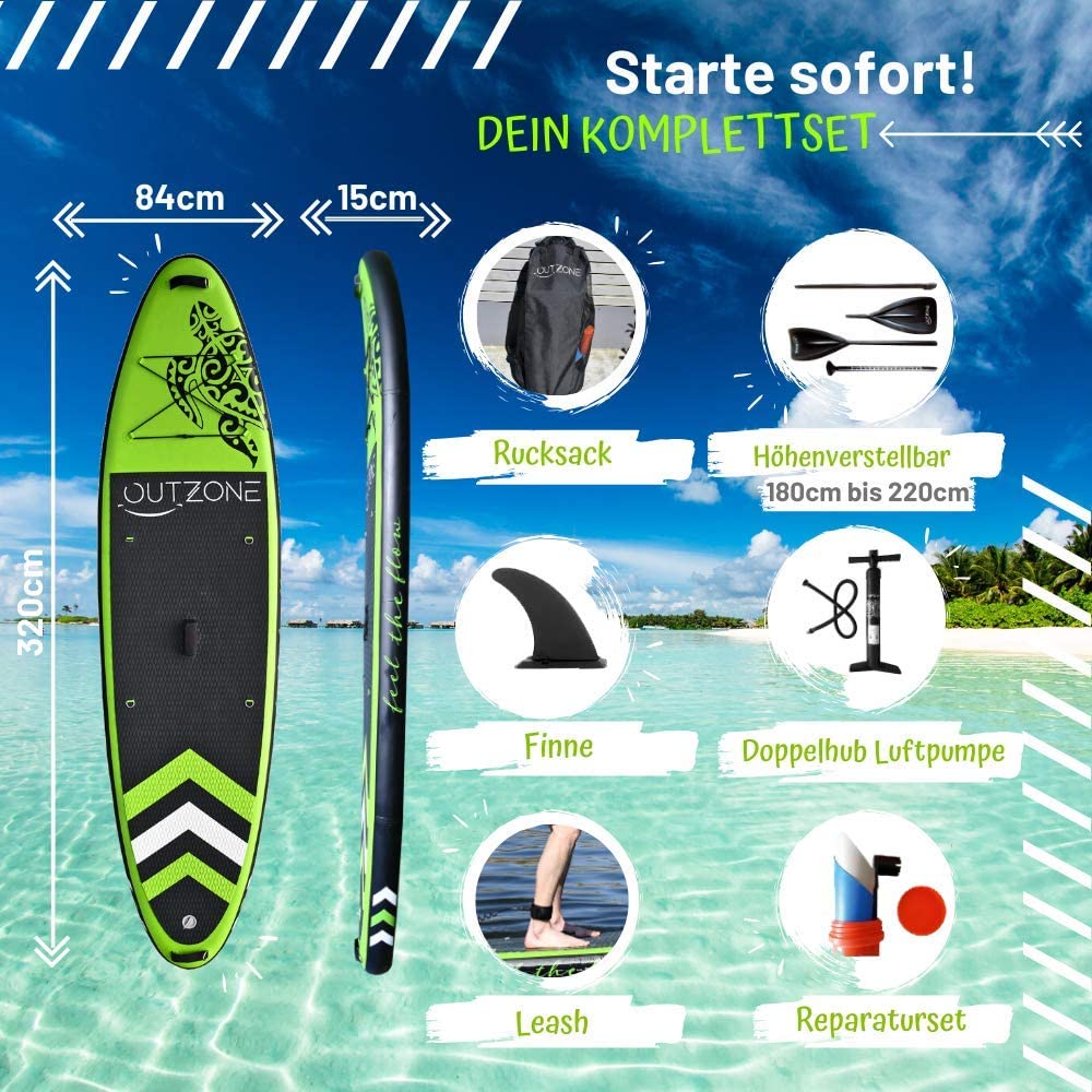 OUTZONE - iSUP Such die Karibik II Bundle mit Sitz und Drybag