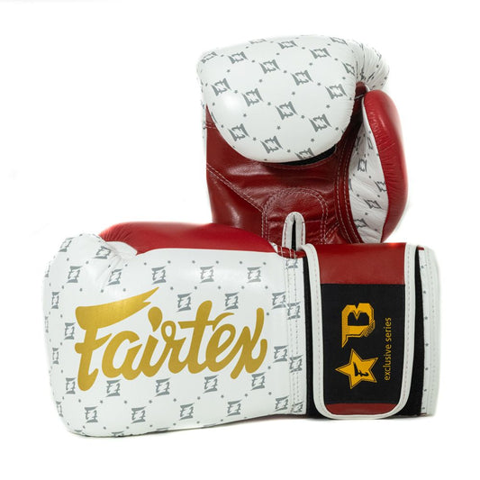 Fairtex -  Leder (Kick)Boxhandschuhe Star FXB-BG Weiß-Rot-Gold