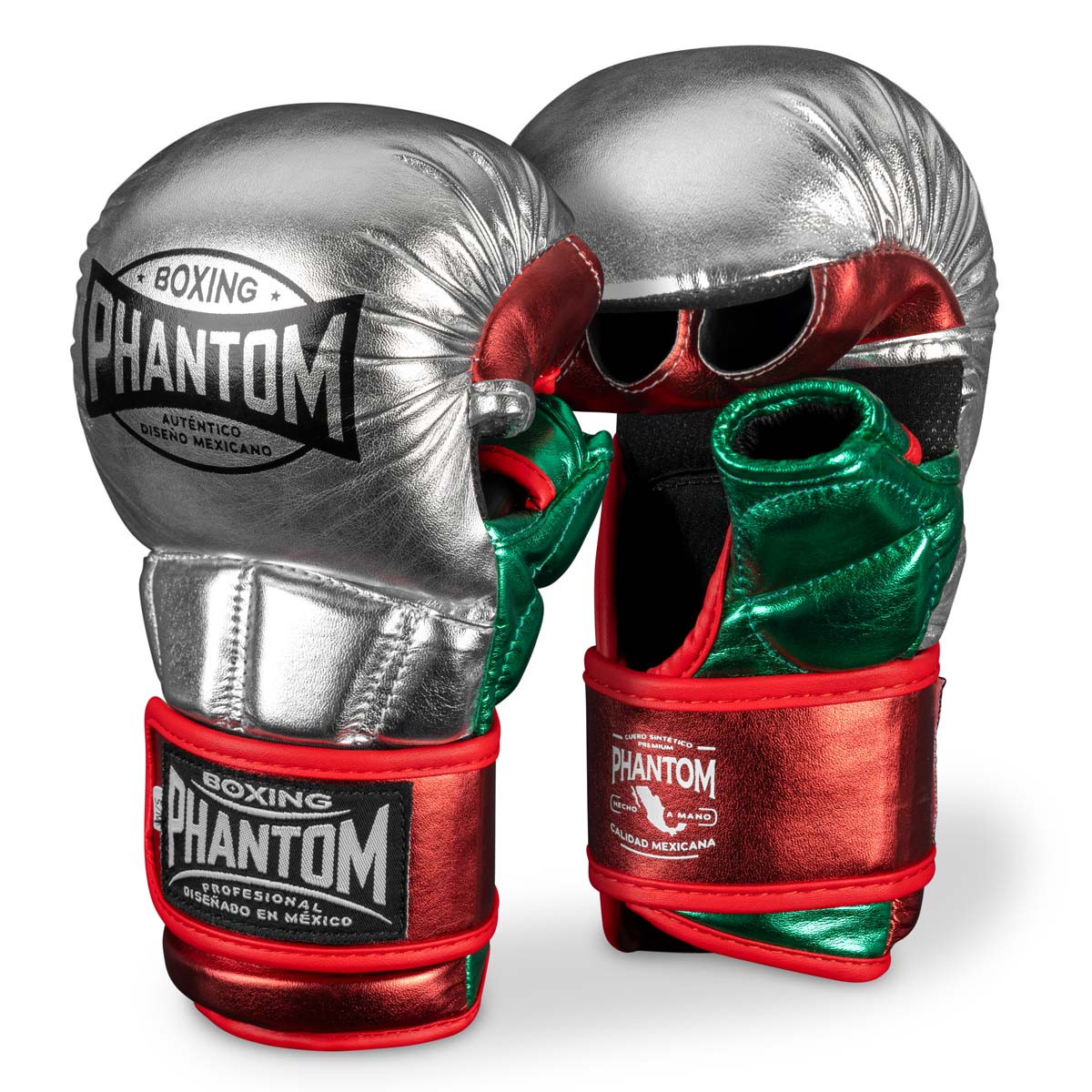 Phantom - MMA Sparring Handschuhe MEXICO - Silber/Grün/Rot