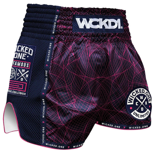 WICKED ONE -  MUAY THAI SHORTS, METAVERSE, NAVY-PINK