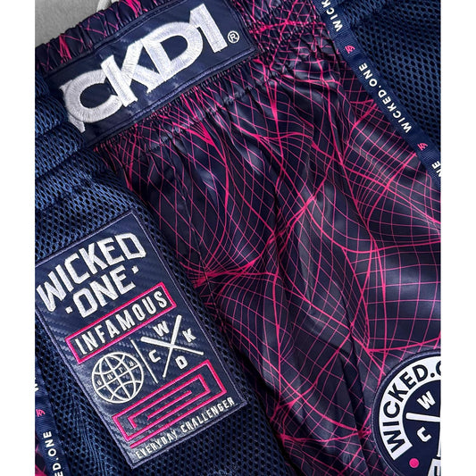 WICKED ONE -  MUAY THAI SHORTS, METAVERSE, NAVY-PINK