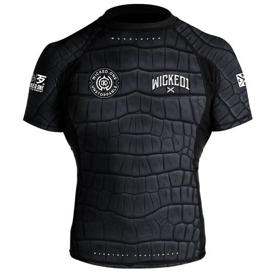 WICKED ONE RASHGUARD, S/S, CAIMAN, SCHWARZ-GRAU
