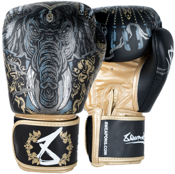 8 WEAPONS -  BOXHANDSCHUHE, THREE ELEPHANTS 2.0, SCHWARZ-GOLD