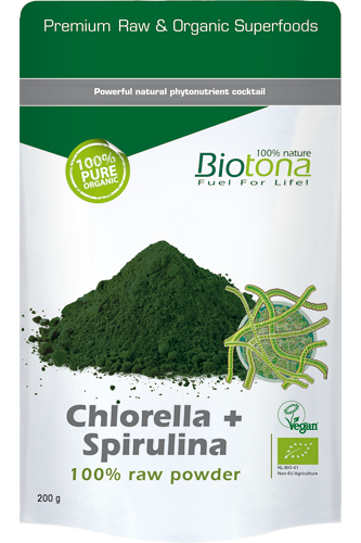 Biotona - Chlorella + Spirulina 100% Raw Powder – 200g